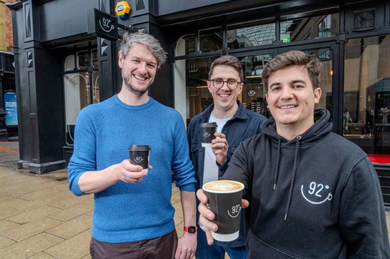 Gerard Bowers-McIntyre, Richard Barrett & Jack Brewitt outside the new shop