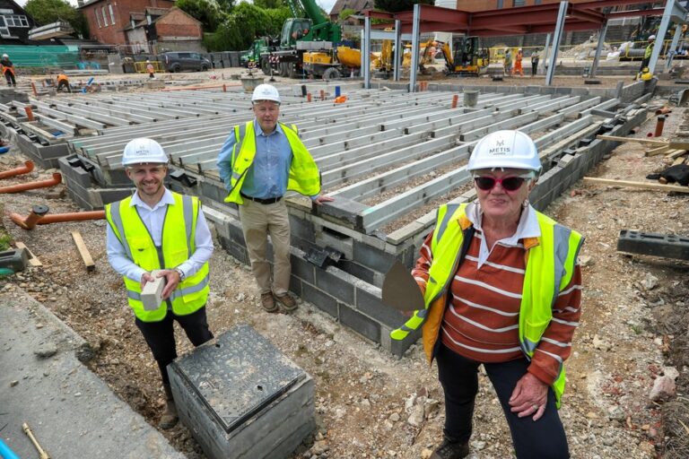 L-R Metis Homes' David Oakley with Guy Macklin & Margot Power at The Fourteen, Alresford