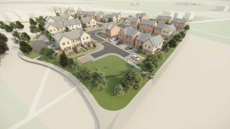 Artist impressions of the completed Wynne Construction and Adra social housing developments in Bodelwyddan and Wrexham.