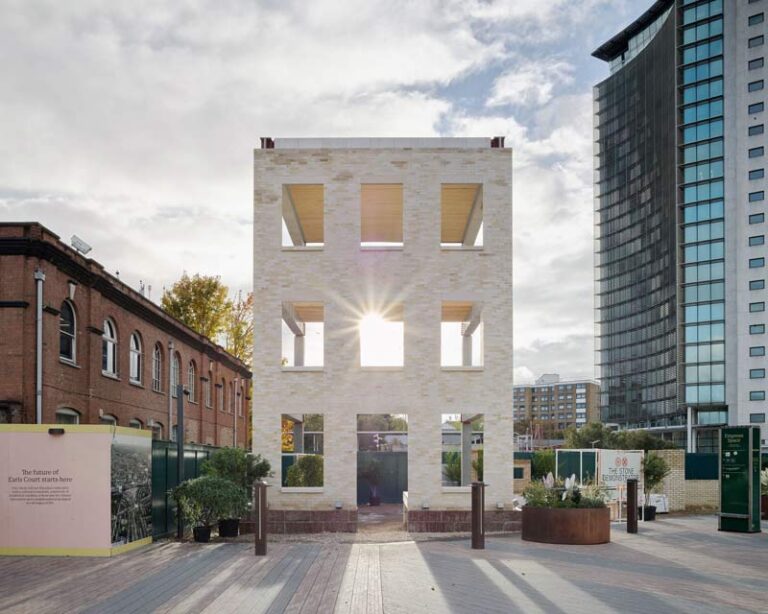 The Design Museum advocates for low-carbon construction with the Stone Demonstrator public installation at Earls Court