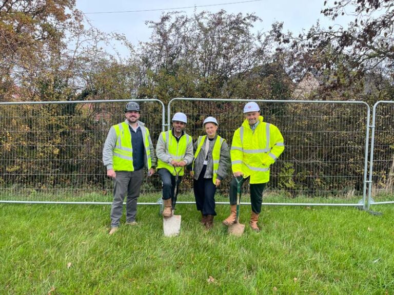 Matt Rickard (Site Manager), Ryan Asher Powell (Construction Manager), Meg Lowe (Marketing Manager) and Karl Edwards (Managing Director).