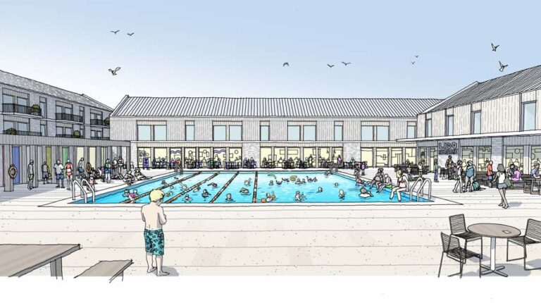 Artist illustrations highlighting how Porthcawl’s waterfront area could look in future