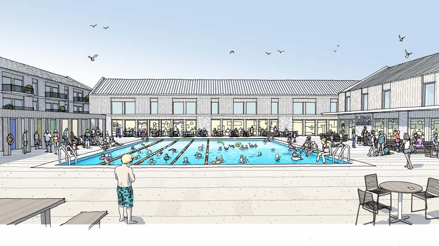 Artist illustrations highlighting how Porthcawl’s waterfront area could look in future