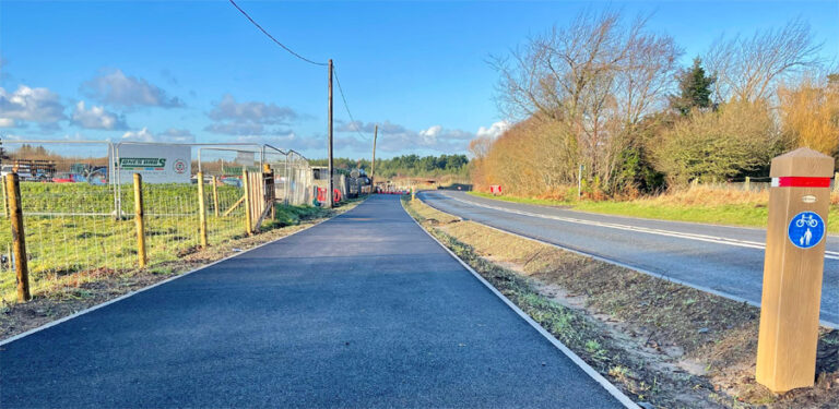 Active travel route from Pen Cob car park to Newborough, Anglesey.