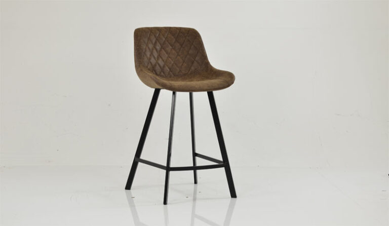 Matteo Bar Stool Aged Brown Leather & Black 65cm