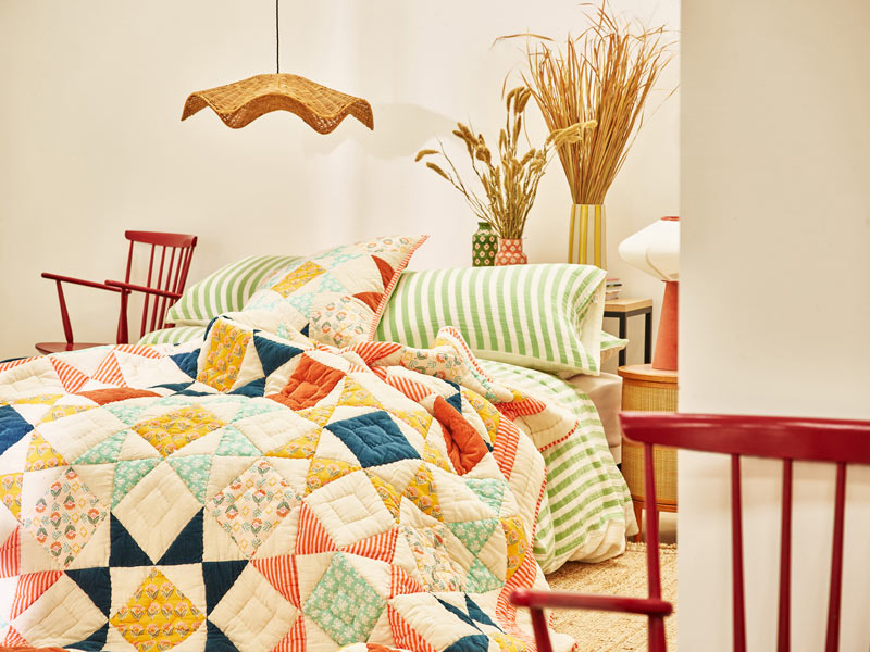 Patchwork Autumnal Multicoloured Cotton Quilt