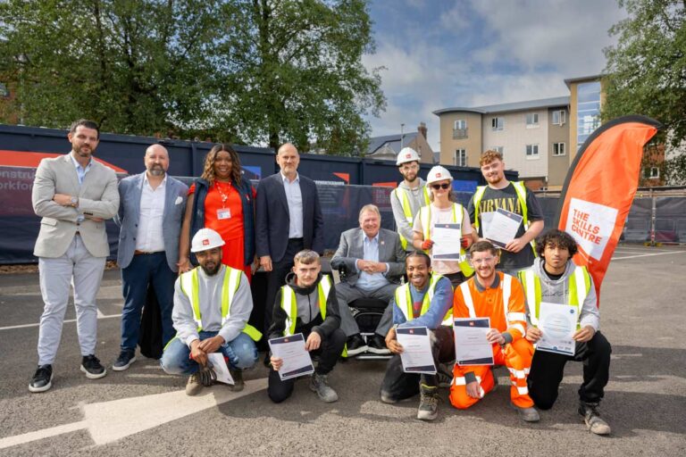 Andy HIll with the first cohort at The Skills Centre at City Centre South in Coventry