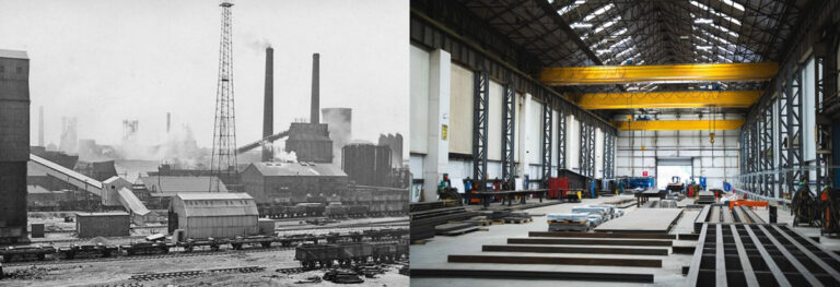 Ben Brooksbank / Lancashire Steel Corporation plant, Irlam in 1957 and Beaver Bridges Forge 44 in 2026