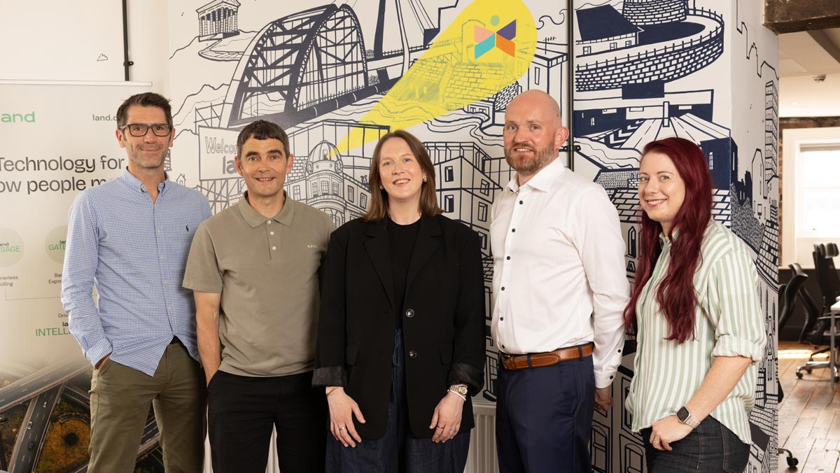 Left to Right: Jon Leighton, Founder/MD, Land Digital; Julian Leighton, Chair, Land Digital; Naomi Allen Seales, Investment Manager, Northstar Ventures; Mark Pegler, Non-Executive Director, Land Digital; Sarah Hughes, Head of Delivery, Land Digital. Photography credit: Focal Point Photography