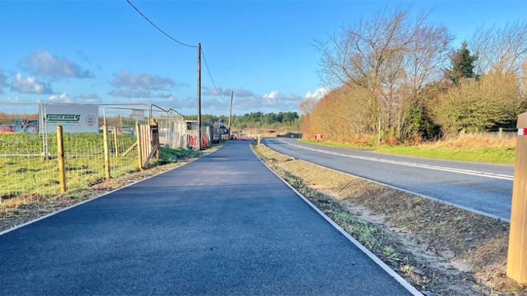 Active travel route from Pen Cob car park to Newborough, Anglesey.