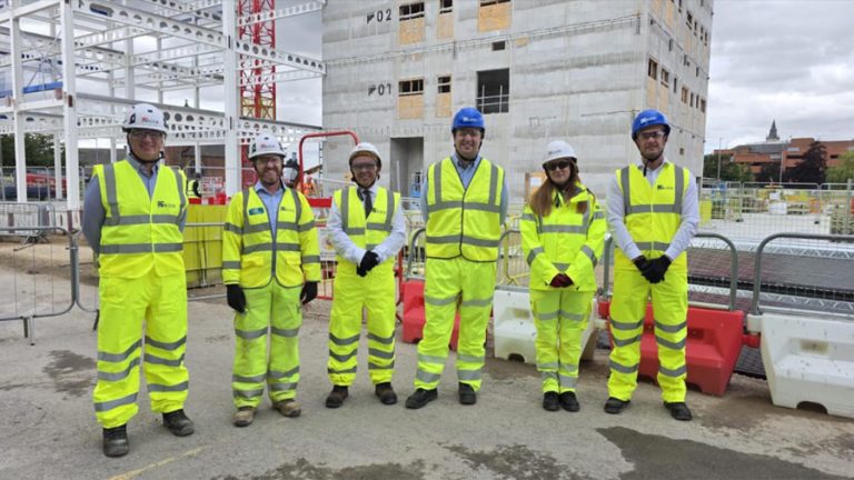 Tees Valley Mayor Ben Houchen (third from right) at the site of the new Darlington Economic Campus off Brunswick Street with Kier Group staff and TVCA Director of Inward Investment and Marketing Craig Peacock (right).
