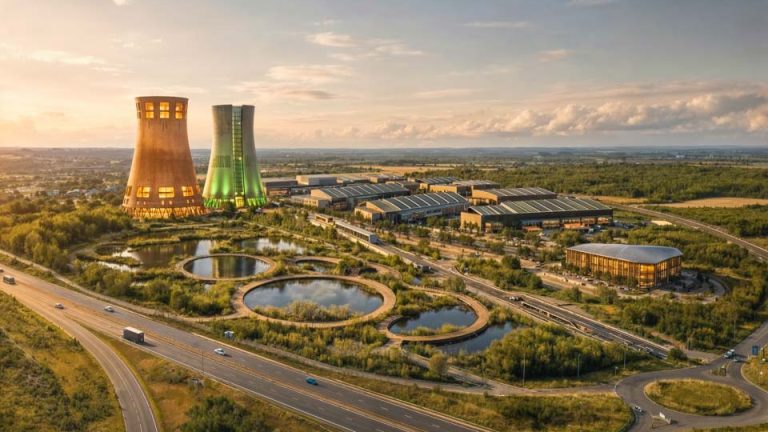 AI design concept of Ratcliffe-on-Soar power station (cred. Qasim Iqbal, CPMG Architects)